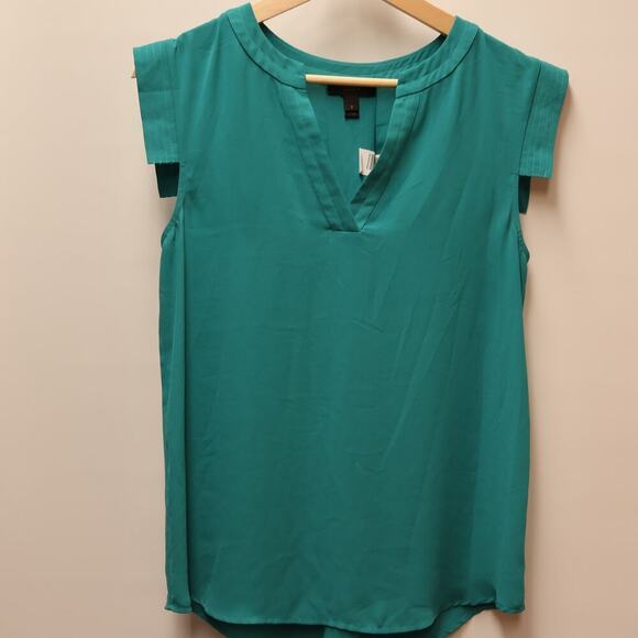 J. Crew V neck Top Stitched Women Size 2 Dress Top  Cap Sleeves Polyester Blend - Picture 3 of 14